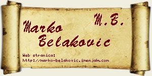 Marko Belaković vizit kartica